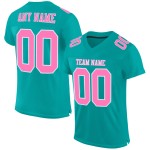 Custom Aqua Pink-White Mesh Authentic Football Jersey Custom Aqua Pink-White Mesh Authentic Football Jersey