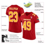 Custom Red Gold-White Mesh Authentic Football Jersey Custom Red Gold-White Mesh Authentic Football Jersey