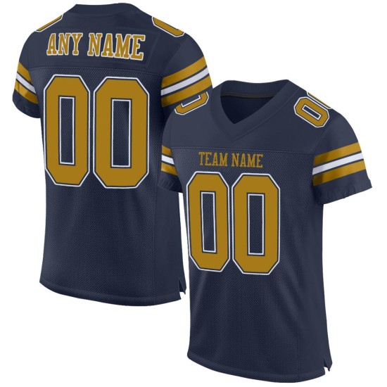Custom Navy Old Gold-White Mesh Authentic Football Jersey Custom Navy Old Gold-White Mesh Authentic Football Jersey