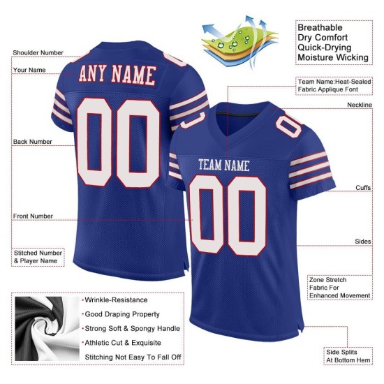 Custom Royal White-Red Mesh Authentic Football Jersey Custom Royal White-Red Mesh Authentic Football Jersey