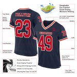 Custom Navy Red-Cream Mesh Authentic Throwback Football Jersey Custom Navy Red-Cream Mesh Authentic Throwback Football Jersey
