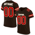 Custom Brown Red-Cream Mesh Authentic Football Jersey Custom Brown Red-Cream Mesh Authentic Football Jersey