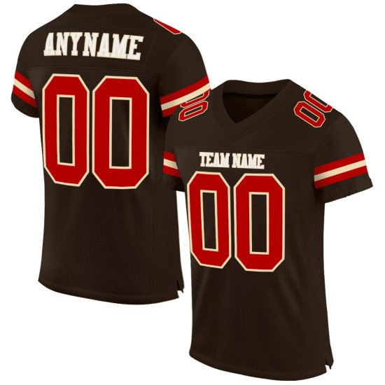 Custom Brown Red-Cream Mesh Authentic Football Jersey Custom Brown Red-Cream Mesh Authentic Football Jersey