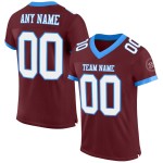 Custom Burgundy White-Powder Blue Mesh Authentic Football Jersey Custom Burgundy White-Powder Blue Mesh Authentic Football Jersey