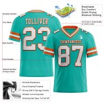 Custom Aqua White-Orange Mesh Authentic Football Jersey Custom Aqua White-Orange Mesh Authentic Football Jersey
