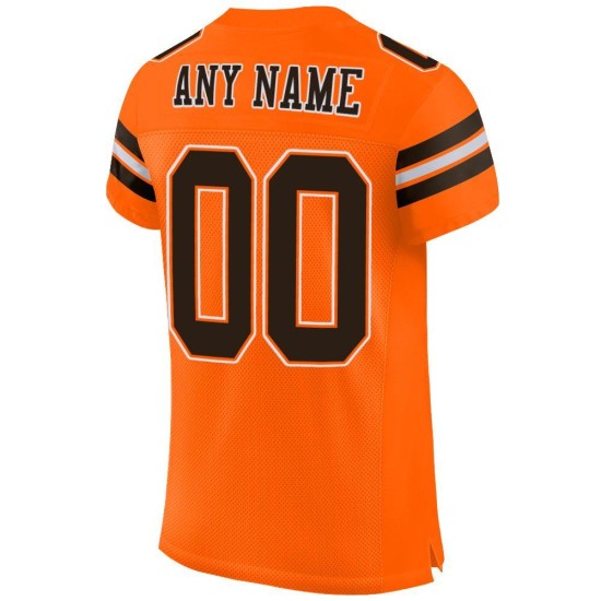 Custom Orange Brown-White Mesh Authentic Football Jersey Custom Orange Brown-White Mesh Authentic Football Jersey