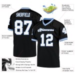 Custom Black White-Light Blue Mesh Authentic Throwback Football Jersey Custom Black White-Light Blue Mesh Authentic Throwback Football Jersey