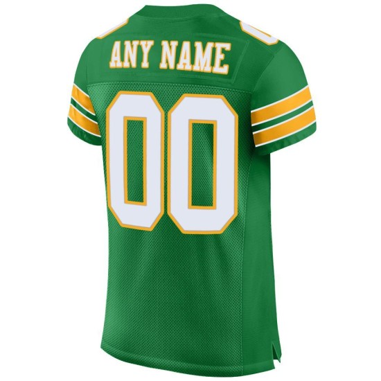 Custom Grass Green White-Gold Mesh Authentic Football Jersey Custom Grass Green White-Gold Mesh Authentic Football Jersey