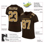 Custom Brown Old Gold-White Mesh Authentic Football Jersey Custom Brown Old Gold-White Mesh Authentic Football Jersey