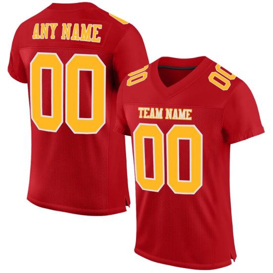Custom Red Gold-White Mesh Authentic Football Jersey Custom Red Gold-White Mesh Authentic Football Jersey