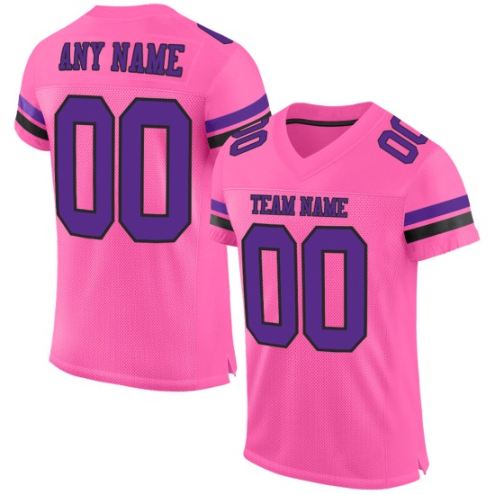 Custom Pink Purple-Black Mesh Authentic Football Jersey Custom Pink Purple-Black Mesh Authentic Football Jersey