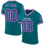 Custom Teal Purple-White Mesh Authentic Throwback Football Jersey Custom Teal Purple-White Mesh Authentic Throwback Football Jersey