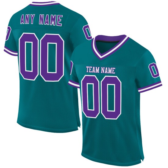 Custom Teal Purple-White Mesh Authentic Throwback Football Jersey Custom Teal Purple-White Mesh Authentic Throwback Football Jersey