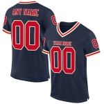 Custom Navy Red-Cream Mesh Authentic Throwback Football Jersey Custom Navy Red-Cream Mesh Authentic Throwback Football Jersey