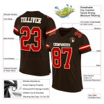 Custom Brown Red-Cream Mesh Authentic Football Jersey Custom Brown Red-Cream Mesh Authentic Football Jersey