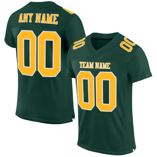 Custom Green Gold-White Mesh Authentic Football Jersey Custom Green Gold-White Mesh Authentic Football Jersey