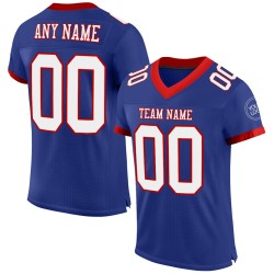 Custom Royal White-Red Mesh Authentic Football Jersey