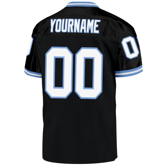 Custom Black White-Light Blue Mesh Authentic Throwback Football Jersey Custom Black White-Light Blue Mesh Authentic Throwback Football Jersey