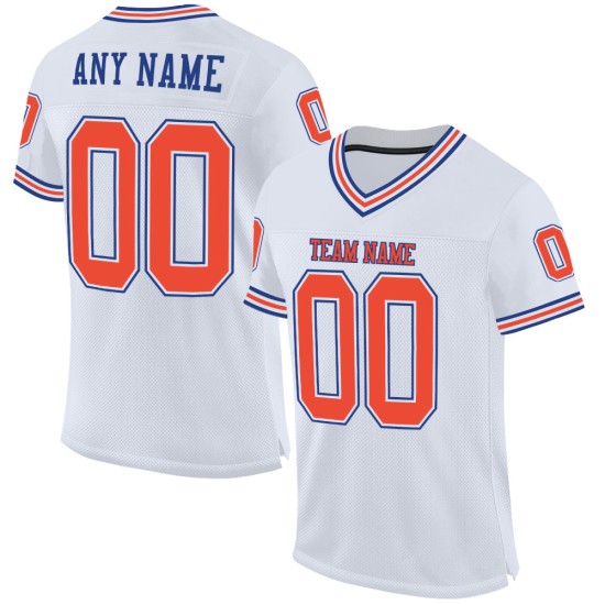Custom White Orange-Royal Mesh Authentic Throwback Football Jersey Custom White Orange-Royal Mesh Authentic Throwback Football Jersey