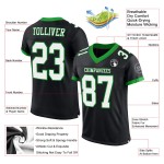Custom Black White-Grass Green Mesh Authentic Football Jersey Custom Black White-Grass Green Mesh Authentic Football Jersey