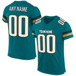 Custom Teal White-Old Gold Mesh Authentic Football Jersey Custom Teal White-Old Gold Mesh Authentic Football Jersey