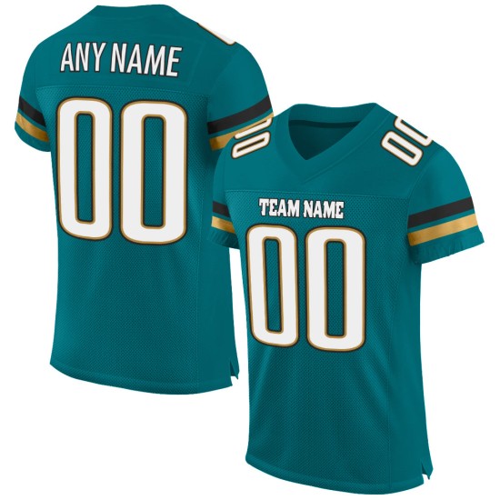 Custom Teal White-Old Gold Mesh Authentic Football Jersey Custom Teal White-Old Gold Mesh Authentic Football Jersey