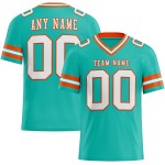 Custom Aqua White-Orange Mesh Authentic Football Jersey Custom Aqua White-Orange Mesh Authentic Football Jersey