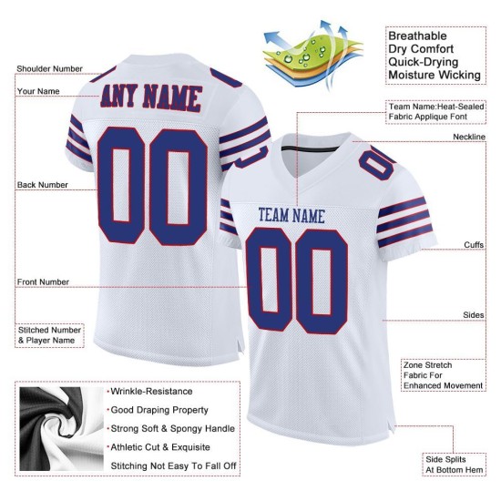 Custom White Royal-Red Mesh Authentic Football Jersey Custom White Royal-Red Mesh Authentic Football Jersey
