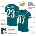 Custom Teal White-Old Gold Mesh Authentic Football Jersey Custom Teal White-Old Gold Mesh Authentic Football Jersey