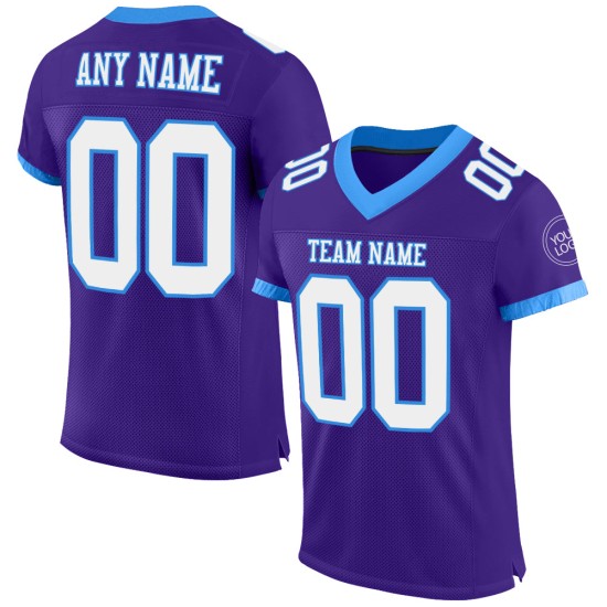 Custom Purple White-Powder Blue Mesh Authentic Football Jersey Custom Purple White-Powder Blue Mesh Authentic Football Jersey
