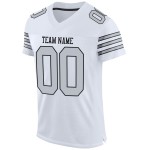 Custom White Silver-Black Mesh Authentic Football Jersey Custom White Silver-Black Mesh Authentic Football Jersey
