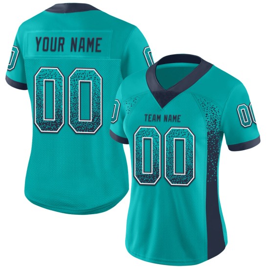 Custom Aqua Navy-White Mesh Drift Fashion Football Jersey Custom Aqua Navy-White Mesh Drift Fashion Football Jersey