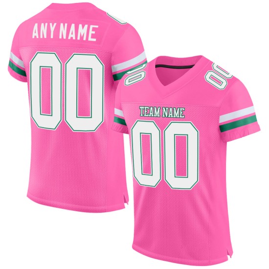 Custom Pink White-Kelly Green Mesh Authentic Football Jersey Custom Pink White-Kelly Green Mesh Authentic Football Jersey