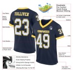Custom Navy White-Gold Mesh Authentic Throwback Football Jersey Custom Navy White-Gold Mesh Authentic Throwback Football Jersey