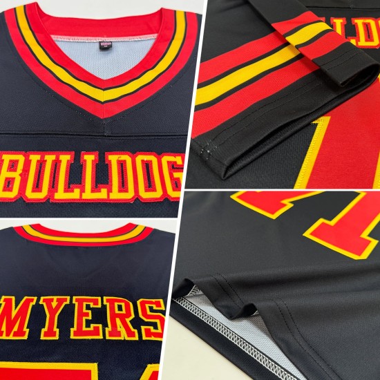 Custom Black Red-Gold Mesh Authentic Football Jersey Custom Black Red-Gold Mesh Authentic Football Jersey
