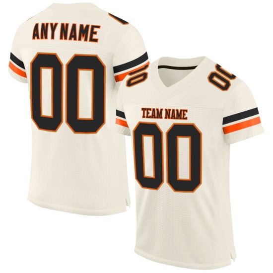 Custom Cream Black-Orange Mesh Authentic Football Jersey Custom Cream Black-Orange Mesh Authentic Football Jersey