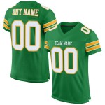 Custom Grass Green White-Gold Mesh Authentic Football Jersey Custom Grass Green White-Gold Mesh Authentic Football Jersey
