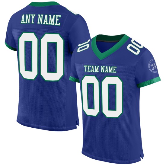 Custom Royal White-Kelly Green Mesh Authentic Football Jersey Custom Royal White-Kelly Green Mesh Authentic Football Jersey